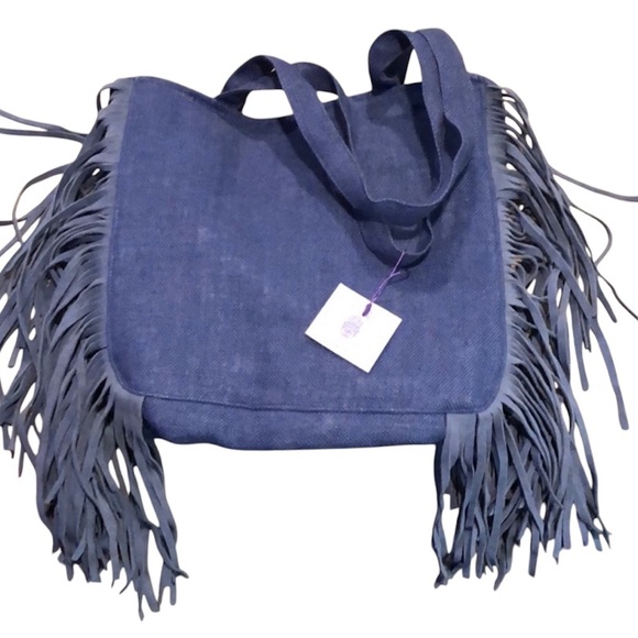 muche et muchette Handbags - Muche Et Muchette NWT Blue Faux Fringe Bag host pick